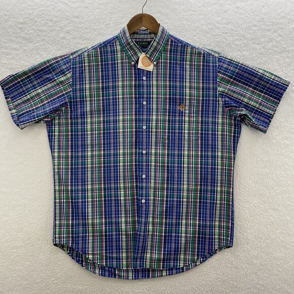 Ralph Lauren Shirt Mens Large Multicolor Plaid Crown Crest Preppy Corpcore Top - Picture 3 of 16